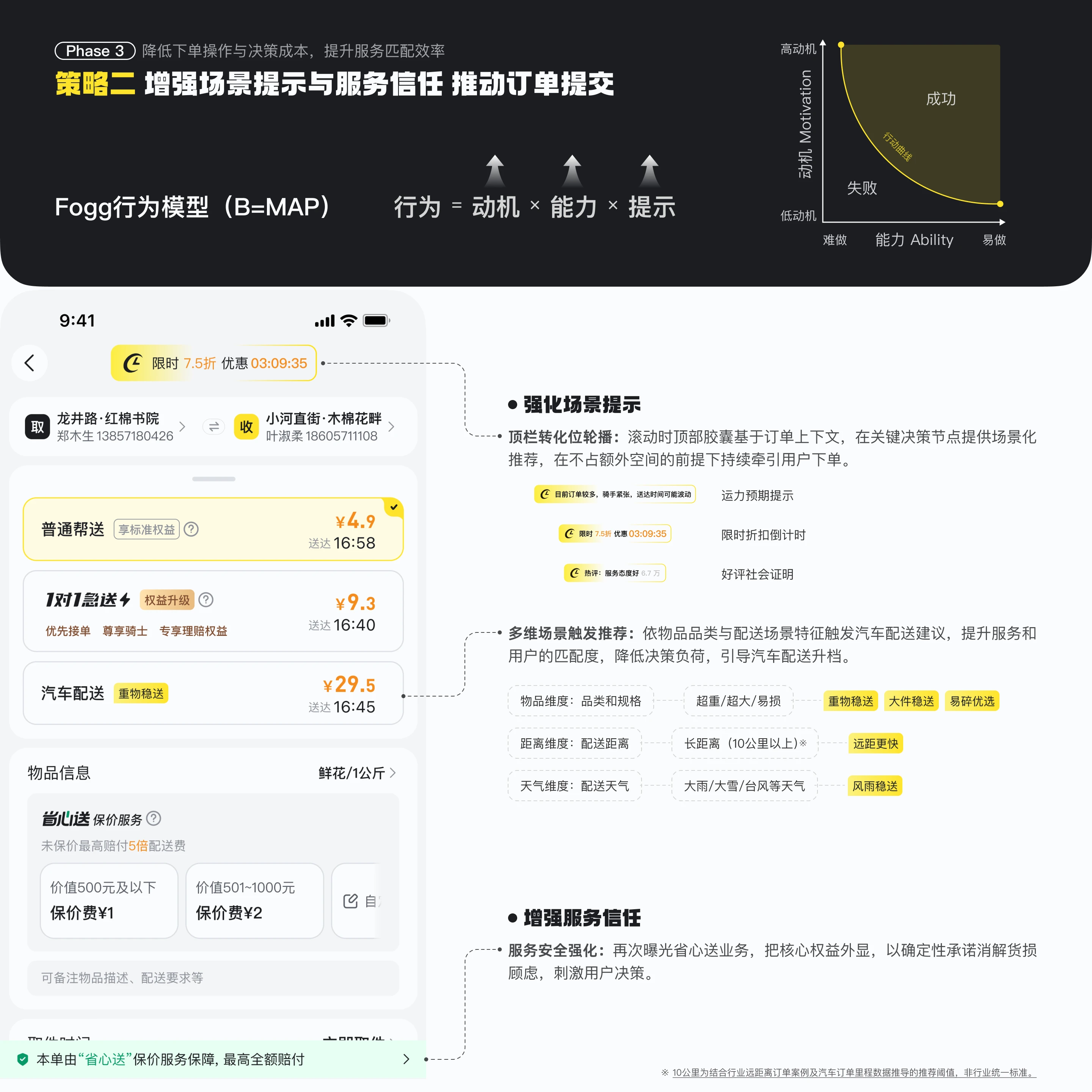 美团跑腿体验优化：策略二 增强场景提示与服务信任 推动订单提交